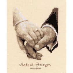 Broderie Mariage Vervaco Les mains de deux jeunes mariés