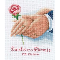 Broderie Mariage Vervaco Tableau de mariage tendre rose