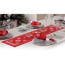 kit Chemin de Table - Broderie Traditionnelle Vervaco imprimé flocons de neige
