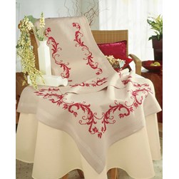 kit Chemin de Table - Broderie Traditionnelle Vervaco Motifs baroque rouge