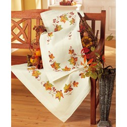 kit Nappe - Broderie Traditionnelle Vervaco Feuilles d'automne
