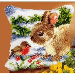 Coussins Point Noue Vervaco Deux bébés dans la neige