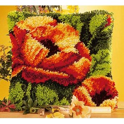 Coussins Point Noue Vervaco Coquelicot velour