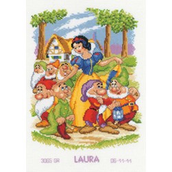 kit Point de croix Vervaco Tableau de naissance de Blanche Neige et les 7 nai