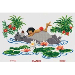 Broderie naissance Vervaco Mowgli et baloo sur la rivière-Disney