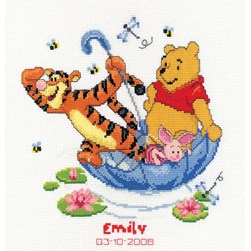 kit Point de croix Vervaco Winnie et ses amis en parapluie