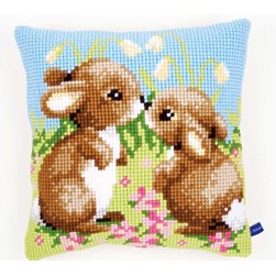 Coussin point de croix Vervaco Bisous de lapins