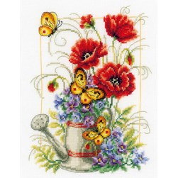 kit Point de croix Vervaco Fleurs au sein de l'arrosoire