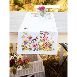 kit Chemin de table - Broderie Point de Croix compté Vervaco Scène printannière