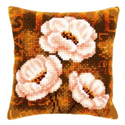 Coussin point de croix Vervaco Anémones peace and love
