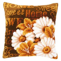 Coussin point de croix Vervaco Marguerites home sweet home