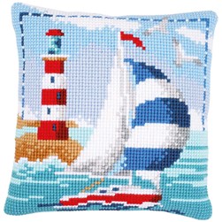 Coussin point de croix Vervaco Voilier au Phare