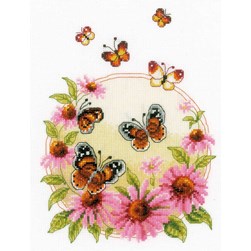 kit Point de croix Vervaco Les papillons et les échinacées
