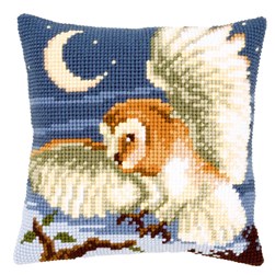 Coussin point de croix Vervaco Hibou en chasse nocturne