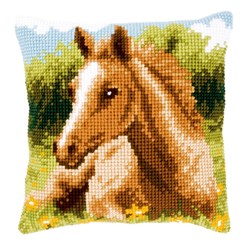 Coussin point de croix Vervaco Poulain au repos