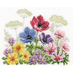 kit Point de croix Vervaco Champ de fleurs colorées