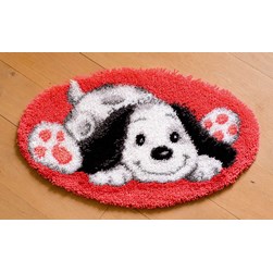 Tapis Point Noué Vervaco Mon petit chien blanc