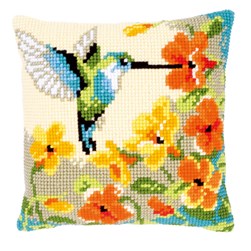 Coussin point de croix Vervaco Le martin pêcheur et les fleurs