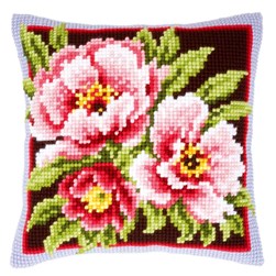 Coussin point de croix Vervaco Eclosion en rose