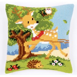 Coussin point de croix Vervaco Petit cerf joueur de la forêt