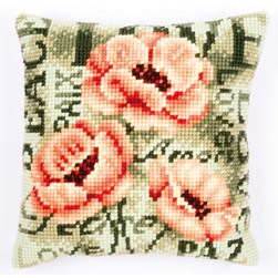 Coussin point de croix Vervaco Message fleuri