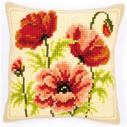 Coussin point de croix Vervaco Cycle de coquelicots