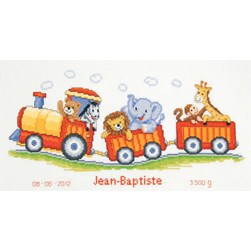 Broderie naissance Vervaco La locomotive des animaux