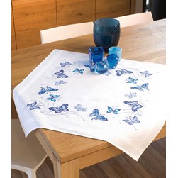 kit Nappe - Broderie Traditionnelle Vervaco Envol de papillons bleus