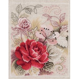 kit Point de croix Vervaco Rose classique