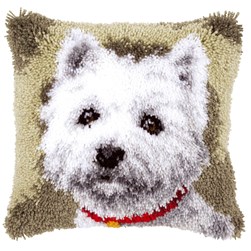 Coussins Point Noue Vervaco Le westi au collier blanc