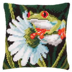 Coussin point de croix Vervaco La grenouille de la marguerite