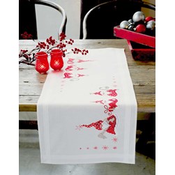 kit Chemin de Table - Broderie Traditionnelle Vervaco Trio de gnômes à noël
