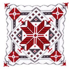 Coussin point de croix Vervaco cristaux rouges