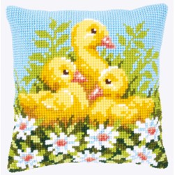 Coussin point de croix Vervaco Petits cannetons sur les marguerites