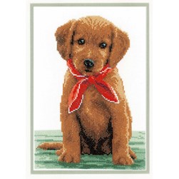 kit Point de croix Vervaco Le chien au foulard rouge