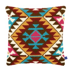 Coussin point de croix Vervaco symétrie losange