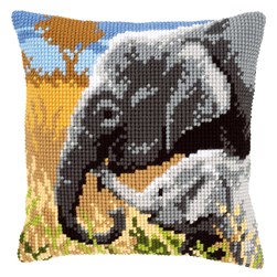 Coussin point de croix Vervaco amour d'éléphants