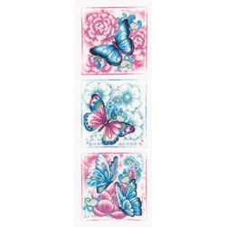 kit Point de croix Vervaco Tryptique aux Papillons bleus