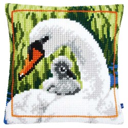 Coussin point de croix Vervaco Cygne sur le lac