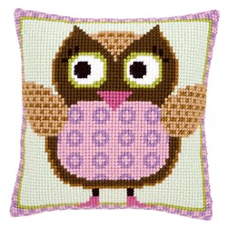 Coussin point de croix Vervaco mlle hibou