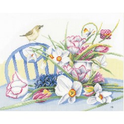 kit Point de croix Lanarte Jonquilles sur table