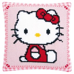 Coussin point de croix Vervaco Hello Kitty en rouge