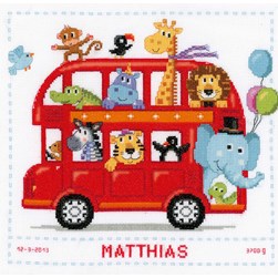 Broderie naissance Vervaco Le bus des animaux