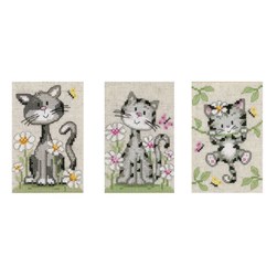 Mini Kit broderie Vervaco Trois chatons joueurs