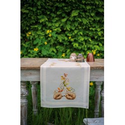 kit Chemin De Table - Broderie Point de Croix imprimée Vervaco Hérissons et les feuilles d'automne