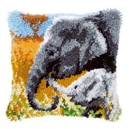 Coussins Point Noue Vervaco L'éléphante et son éléphanteau