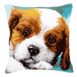 Coussin point de croix Vervaco Chiot au regard doux