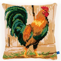 Coussin point de croix Vervaco Le coq de la ferme