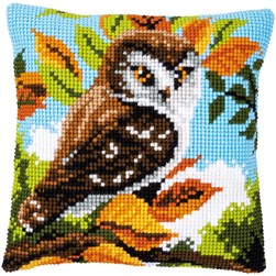 Coussin point de croix Vervaco La chouette au printemps