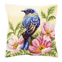 Coussin point de croix Vervaco L'oiseau bleu